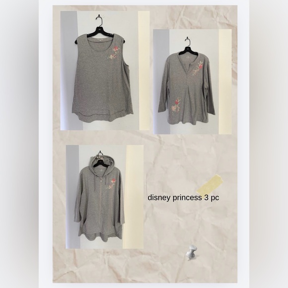 Princess Cruises Tops - Princess Cruises 3pc Women's Gray Embroidered V-Neck Top, sleeveless top hoodie
